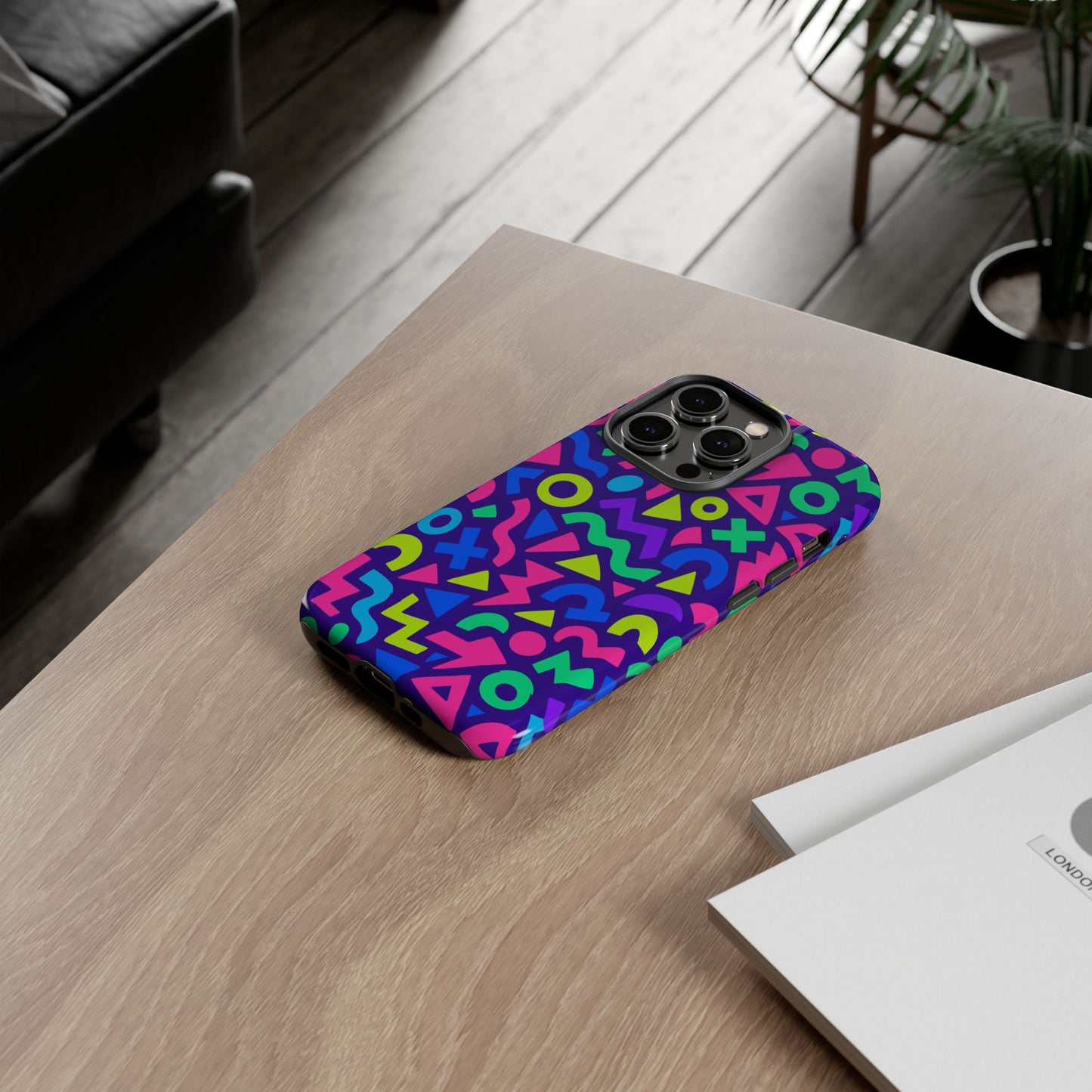 vibrant geometric 3d wrap protective phone case for men and women stylish accessory compatible with iphone 13, 14, 15 & 16 – all models including pro, pro max & plus
