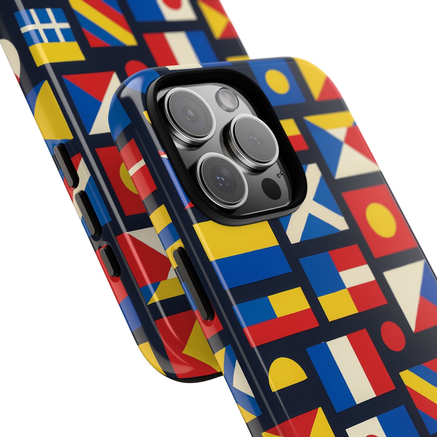 multicolour geometric protective phone case for smartphones, stylish protection and unique design, compatible with iphone 13, 14, 15 & 16 – all models including pro, pro max & plus