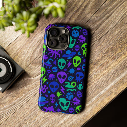 Vibrant 3D Alien and Space Design Protective Phone Case for Unisex Smartphone Accessories Compatible with iPhone 13, 14, 15 & 16 – All Models Including Pro, Pro Max & Plus