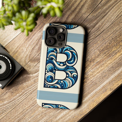 Blue Alphabet Letter B Phone Case with 3D Wrap and Shock Protection for Kids and Teens Durable TPU Cover with Vibrant Design