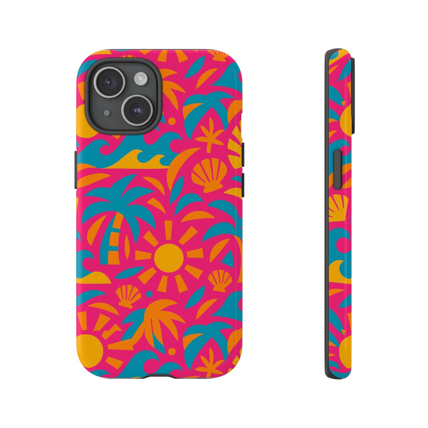 vibrant tropical 3d wrap design protective phone case with retro style – bold accessory for self-expression compatible with iphone 13, 14, 15 & 16 – all models including pro, pro max & plus