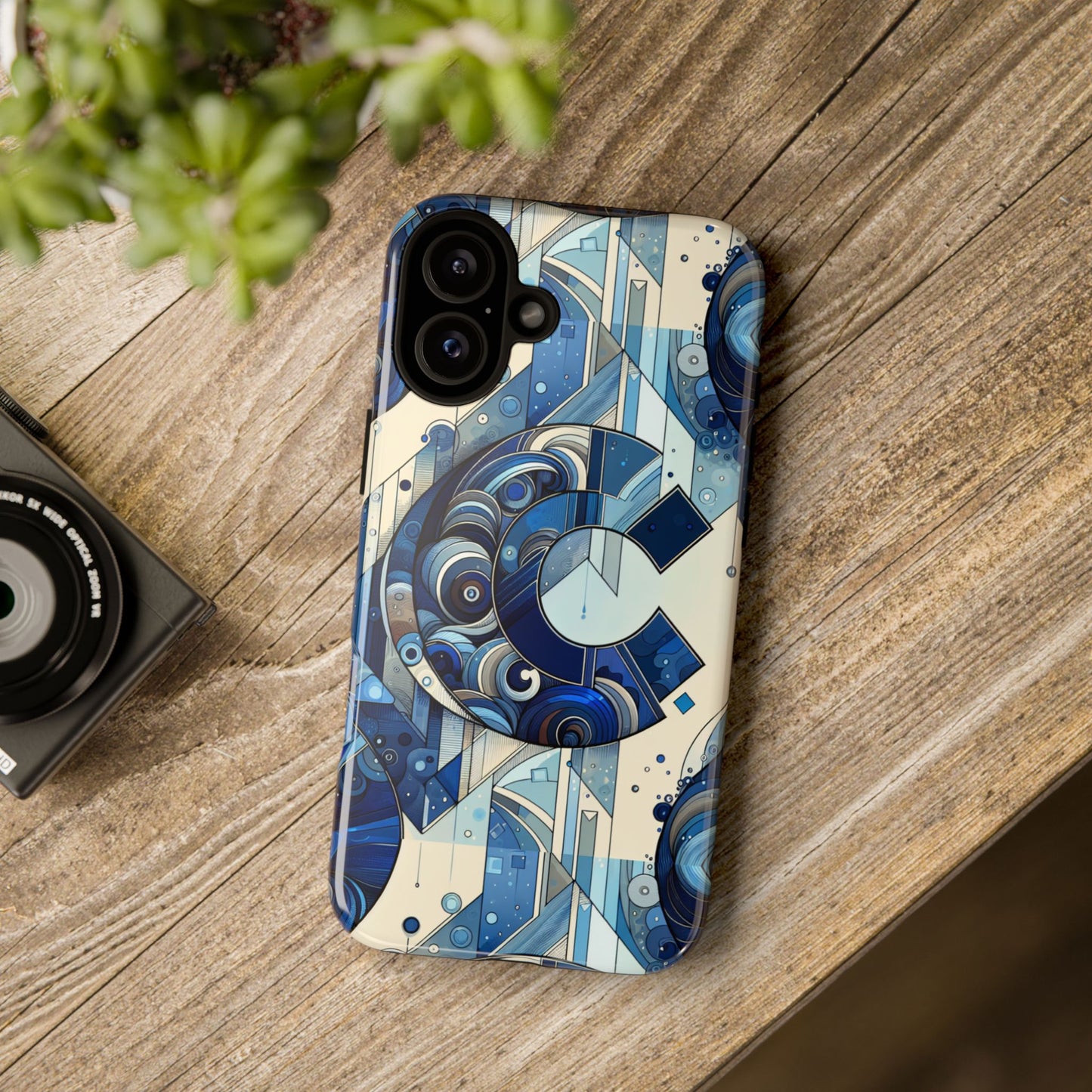 blue alphabet c phone case for smartphone protection with 3d wrap design, shock absorption, uv protection, durable silicone material, suitable for tech enthusiasts and individuality seekers