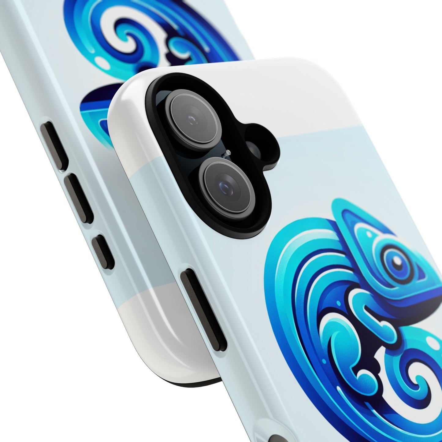 vibrant 3d chameleon phone case in blue retro design for stylish protection – compatible with iphone 13, 14, 15 & 16 – all models including pro, pro max & plus
