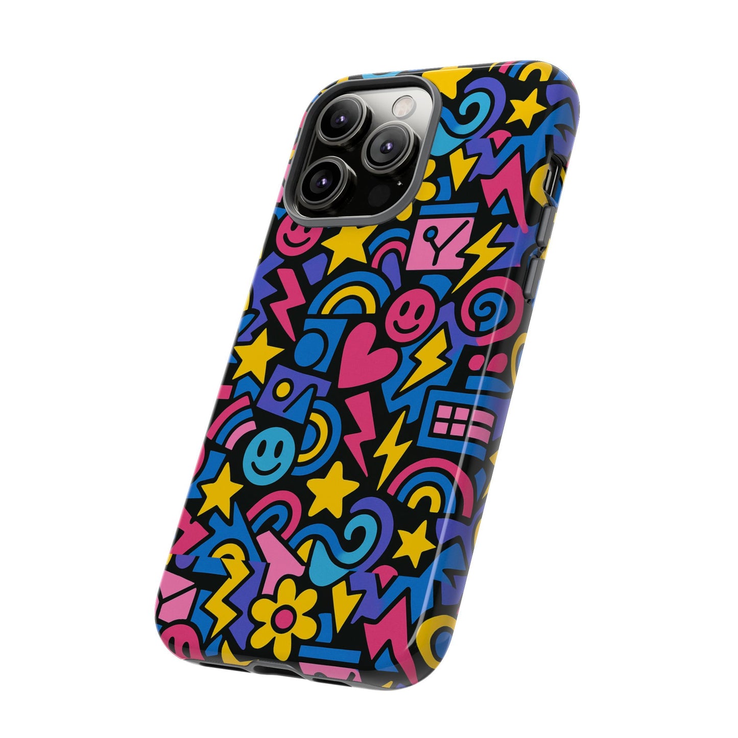 vibrant multicolour cartoon protective phone case – playful 3d design for stylish protection – compatible with iphone 13, 14, 15 & 16 – all models including pro, pro max & plus
