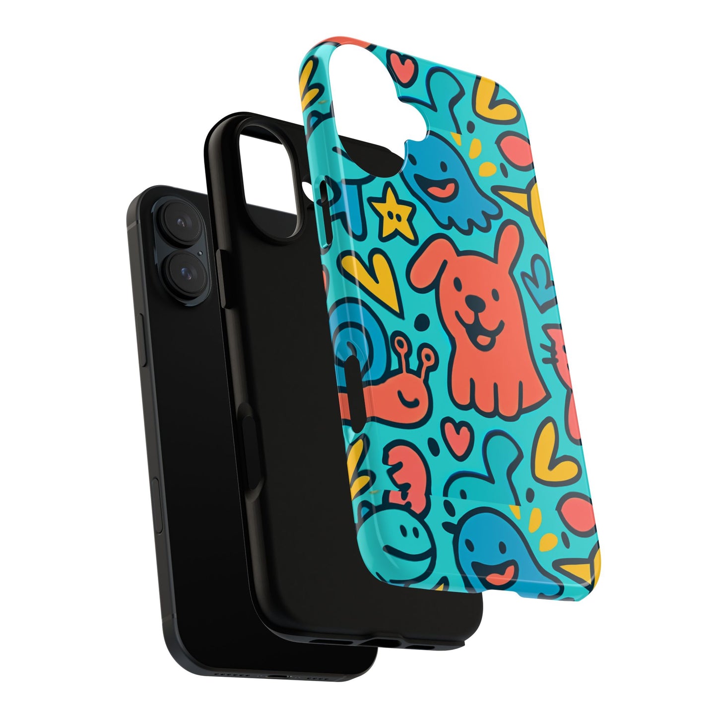 vibrant colourful protective phone case with fun animal cartoon design – stylish protection for kids and adults compatible with iphone 13, 14, 15 & 16 – all models including pro, pro max & plus