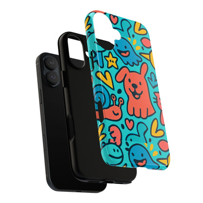 Vibrant Colourful Protective Phone Case with Fun Animal Cartoon Design – Stylish Protection for Kids and Adults Compatible with iPhone 13, 14, 15 & 16 – All Models Including Pro, Pro Max & Plus