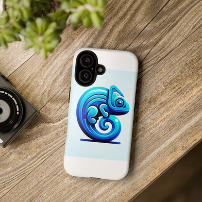 Vibrant 3D Chameleon Phone Case in Blue Retro Design for Stylish Protection – Compatible with iPhone 13, 14, 15 & 16 – all models including Pro, Pro Max & Plus
