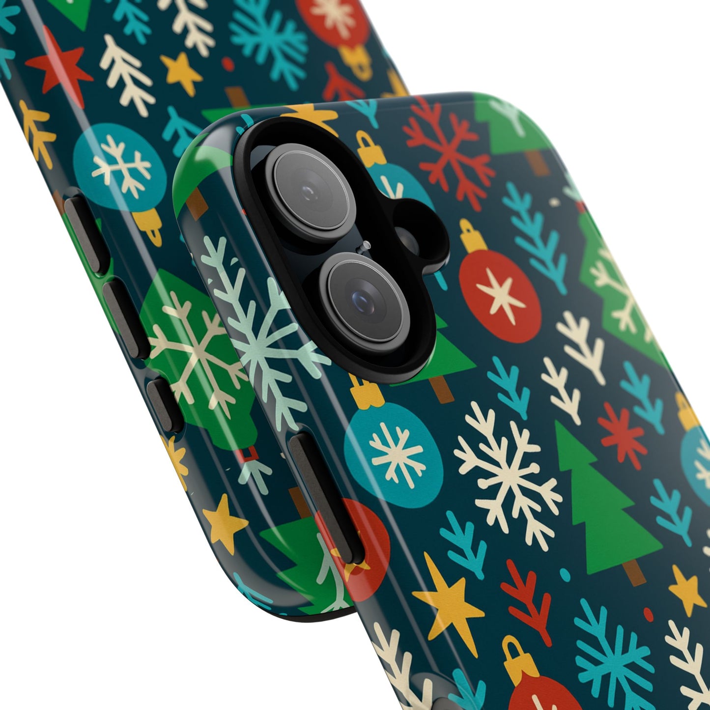 multicolour 3d wrap protective phone case with retro christmas design for stylish protection – compatible with iphone 13, 14, 15 & 16 – all models including pro, pro max & plus