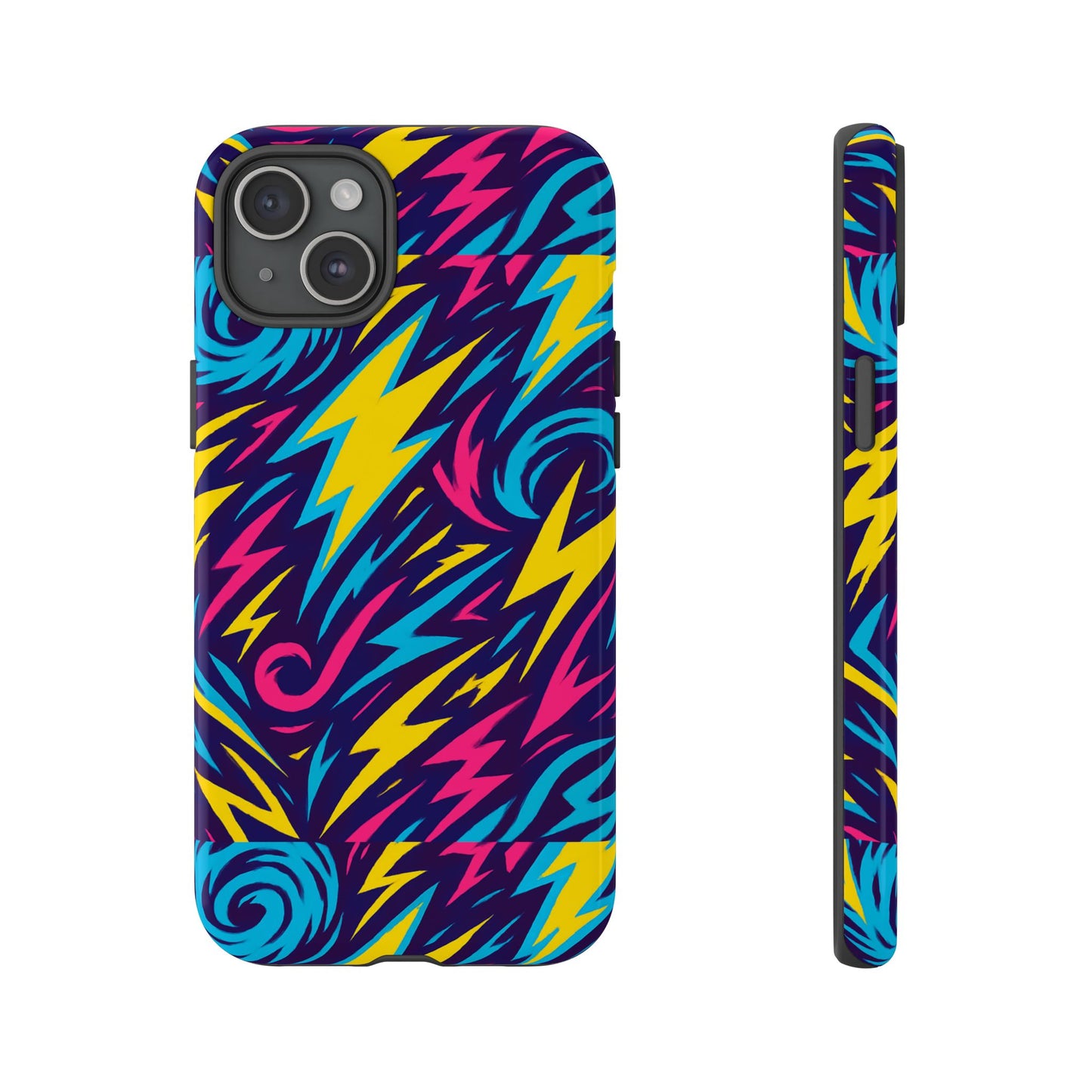 vibrant retro lightning bolt protective phone case with 3d design for fashion lovers compatible with iphone 13, 14, 15 & 16 – all models including pro, pro max & plus