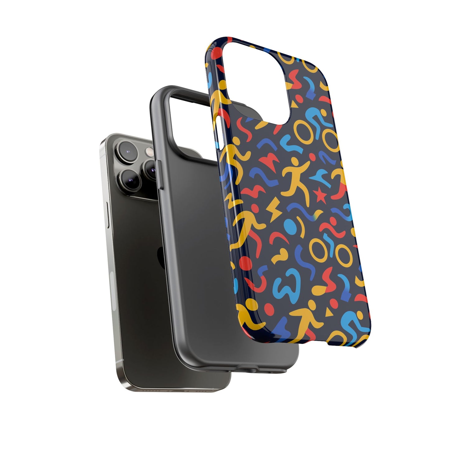 vibrant abstract 3d wrap protective phone case in multicolour design for unisex fashion accessory compatible with iphone 13, 14, 15 & 16 – all models including pro, pro max & plus