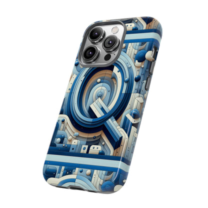 Blue Alphabet Q Phone Case for Android and iPhone Durable Shockproof Protective Cover with 3D Wrap Design