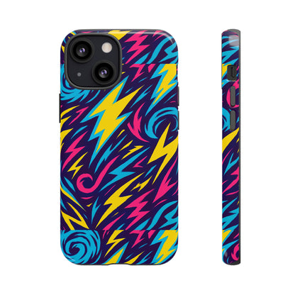 Vibrant Retro Lightning Bolt Protective Phone Case with 3D Design for Fashion Lovers Compatible with iPhone 13, 14, 15 & 16 – all models including Pro, Pro Max & Plus