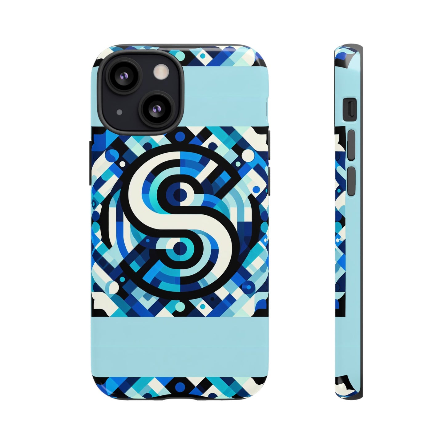 letter blue alphabet s phone case with 3d wrap design for stylish protection and unique retro anime comic style
