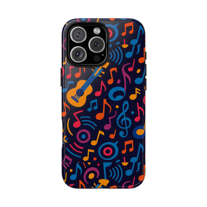 Vibrant 3D Music Design Protective Phone Case for Music Lovers Stylish Accessory Compatible with iPhone 13, 14, 15 & 16 – all models including Pro, Pro Max & Plus