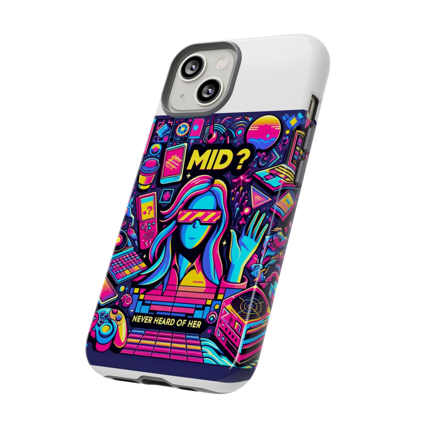 mid never heard of her 3d wrap protective phone case for fun retro style and shock absorption, ideal gift for tech enthusiasts and anime lovers