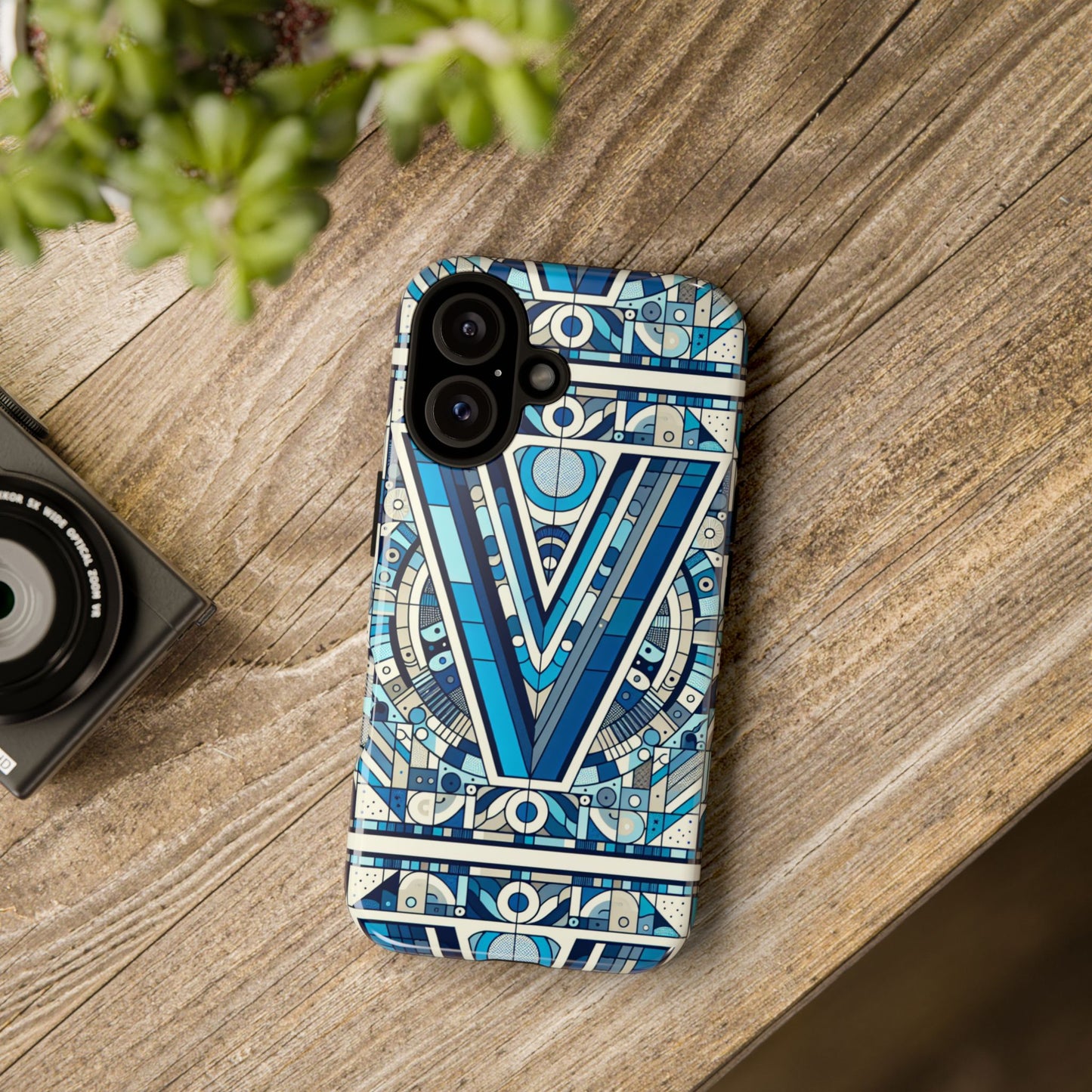 blue alphabet letter v phone case for men women kids durable shockproof cartoon anime style gift