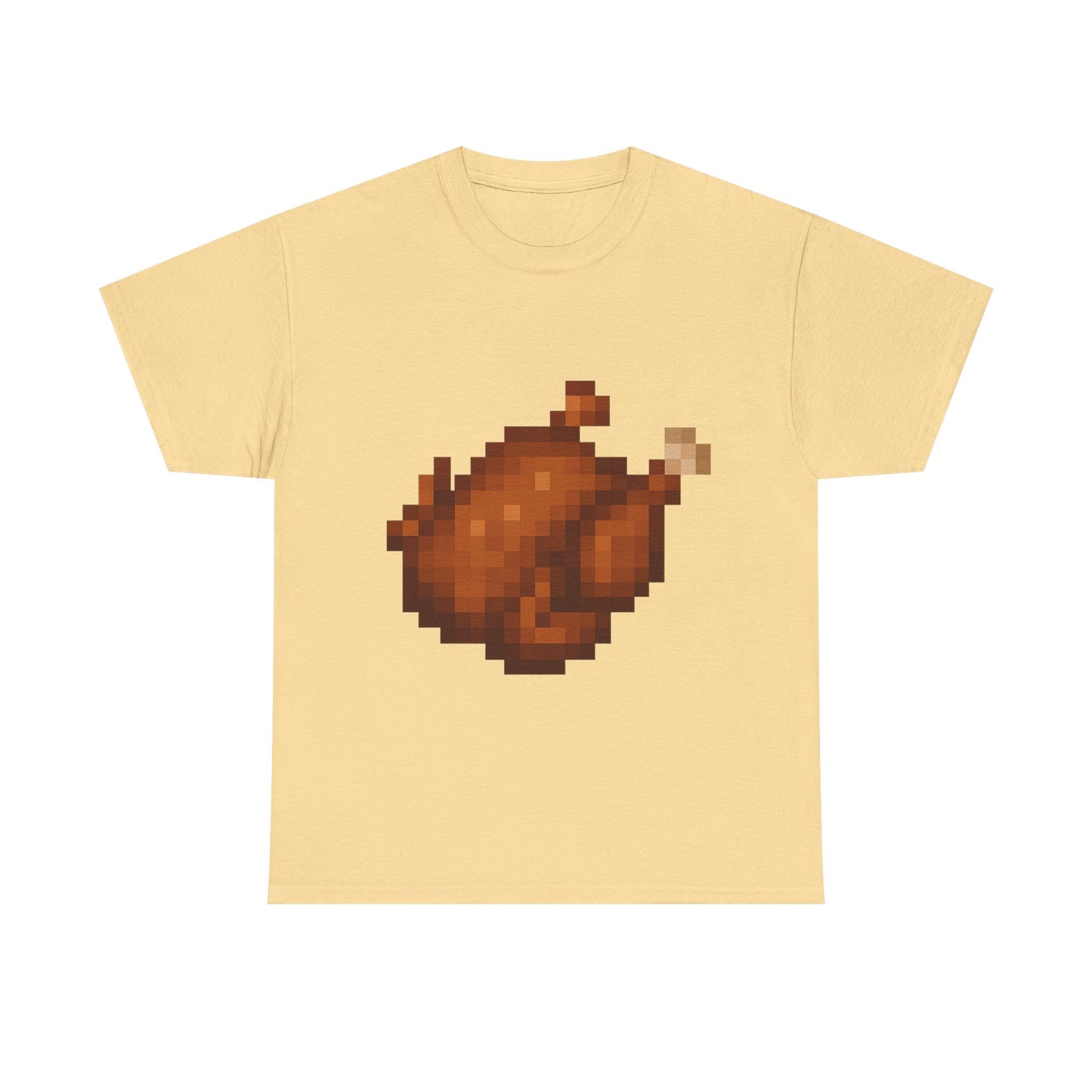 funny pixel turkey unisex heavy cotton tee for gamers - perfect thanksgiving shirt, casual wear, comfortable cotton tee, fun gamer apparel, holiday graphic tee