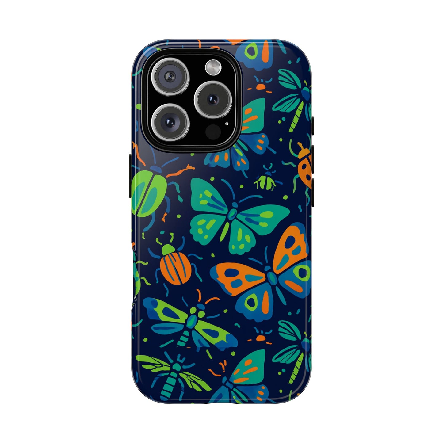 vibrant insect pattern protective phone case for stylish protection – multicolour 3d design compatible with iphone 13, 14, 15 & 16 – all models including pro, pro max & plus