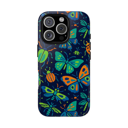 Vibrant Insect Pattern Protective Phone Case for Stylish Protection – Multicolour 3D Design Compatible with iPhone 13, 14, 15 & 16 – all models including Pro, Pro Max & Plus
