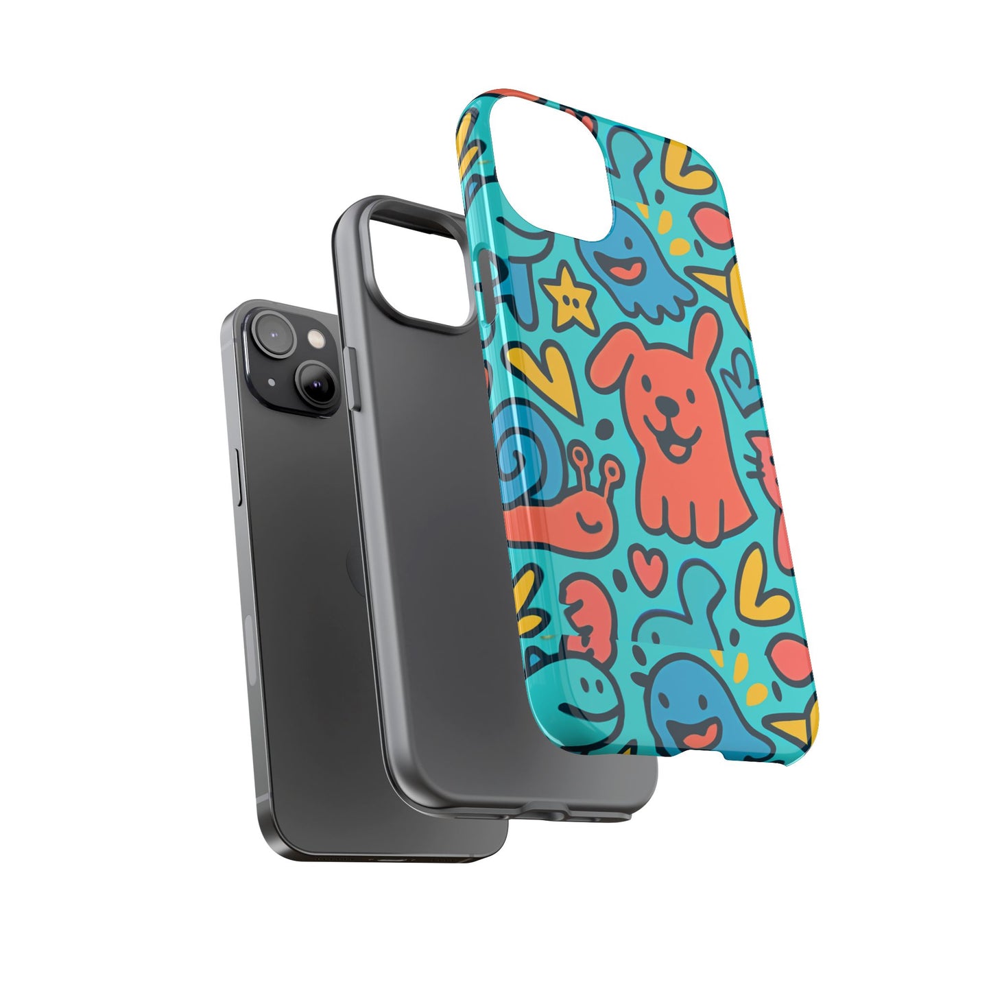 vibrant colourful protective phone case with fun animal cartoon design – stylish protection for kids and adults compatible with iphone 13, 14, 15 & 16 – all models including pro, pro max & plus