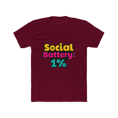 Social Battery 1% Meme Unisex T-Shirt – Multicolor Graphic Tee, Funny Casual Tee for Men and Women, Humorous T-Shirt for Everyday Wear, Sizes S-XXL