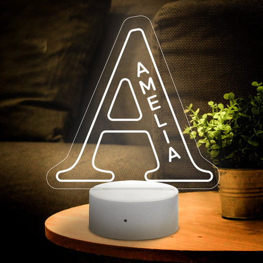 A-Z 26 Letters Led Lamp Custom Name Night Light for Kids, Colour Changing Acrylic Night Light, Personalised Bedroom Decor, Gift for Him or Her