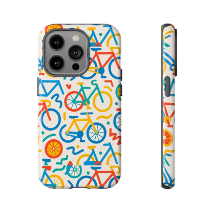 Vibrant 3D Bicycle Print Protective Phone Case – Colourful Unisex Accessory for Style and Fun – Compatible with iPhone 13, 14, 15 & 16 – All Models Including Pro, Pro Max & Plus