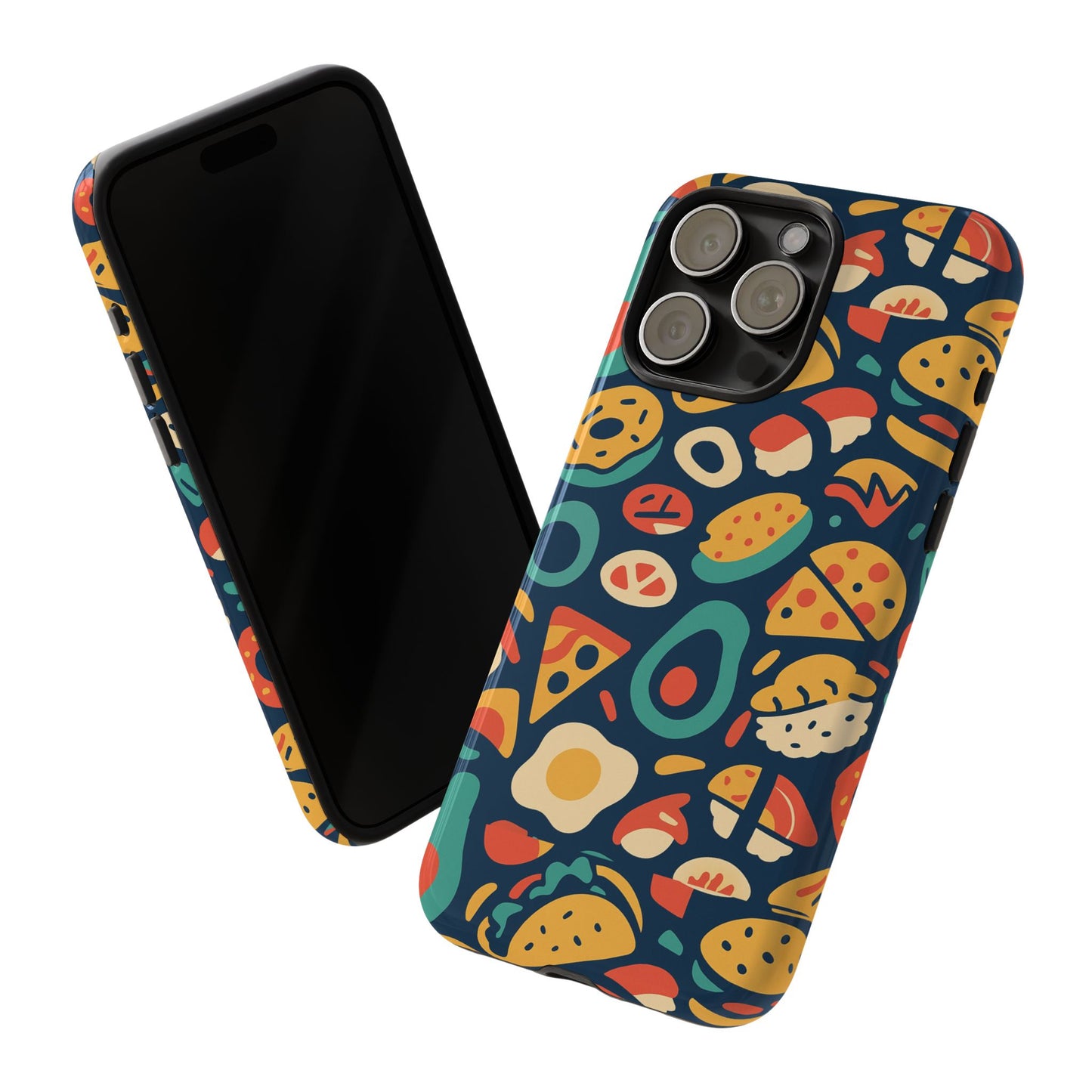 vibrant food-themed protective phone case with 3d design for stylish protection compatible with iphone 13, 14, 15 & 16 – all models including pro, pro max & plus
