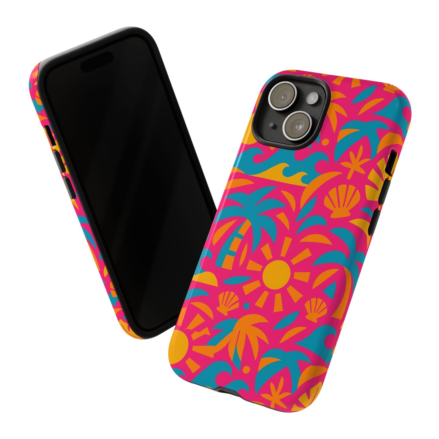 vibrant tropical 3d wrap design protective phone case with retro style – bold accessory for self-expression compatible with iphone 13, 14, 15 & 16 – all models including pro, pro max & plus