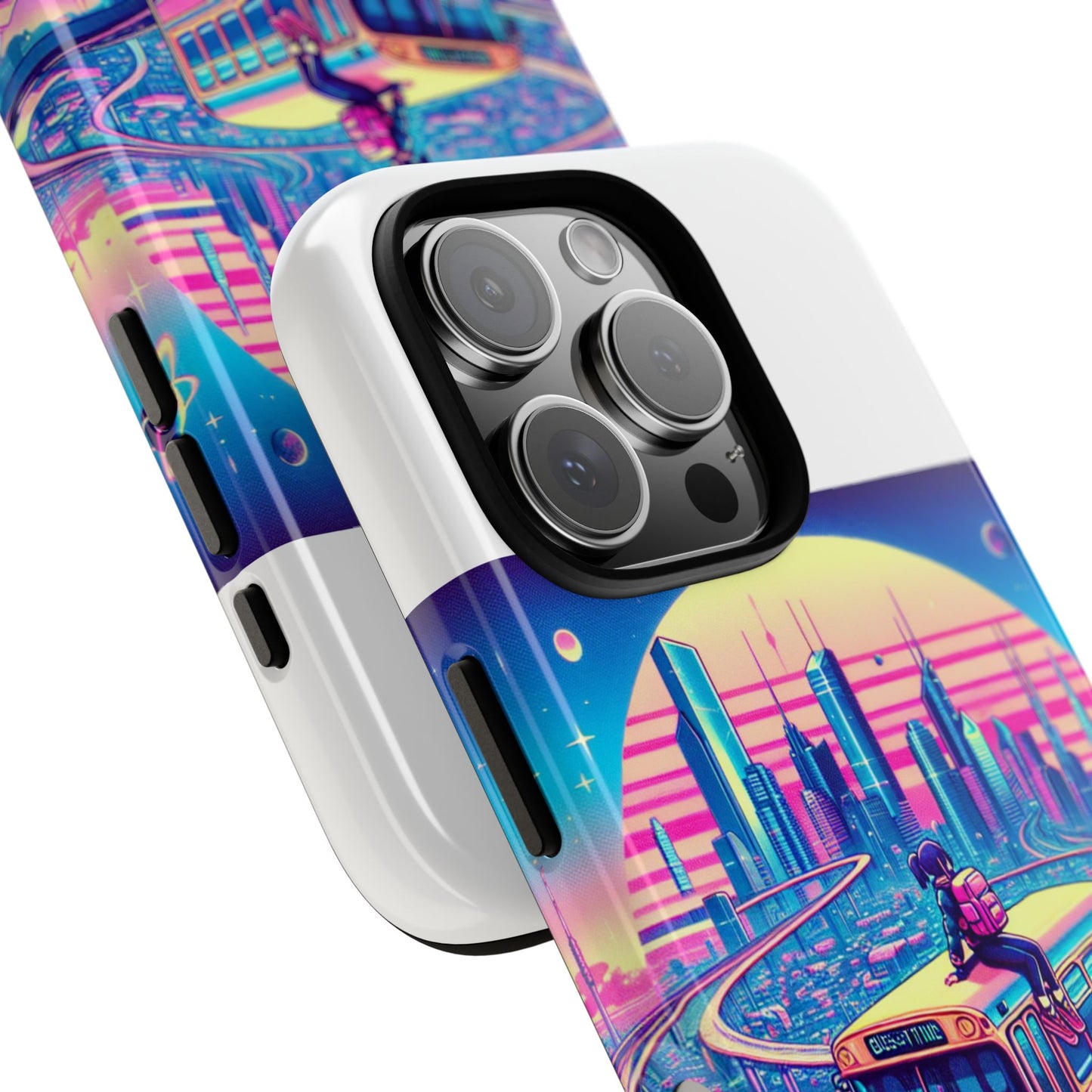 bussin through timelines protective phone case for anime lovers, durable 3d wrap design, shock absorbent tpu silicone, uv protected, stylish accessory for smartphones