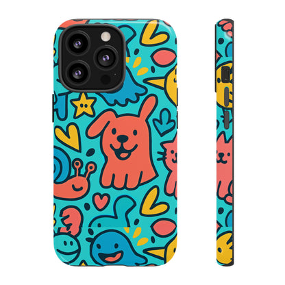 Vibrant Colourful Protective Phone Case with Fun Animal Cartoon Design – Stylish Protection for Kids and Adults Compatible with iPhone 13, 14, 15 & 16 – All Models Including Pro, Pro Max & Plus