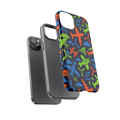 Vibrant Airplane Pattern Protective Phone Case for Colourful Accessory Durable Design Compatible with iPhone 13, 14, 15 & 16 – all models including Pro, Pro Max & Plus