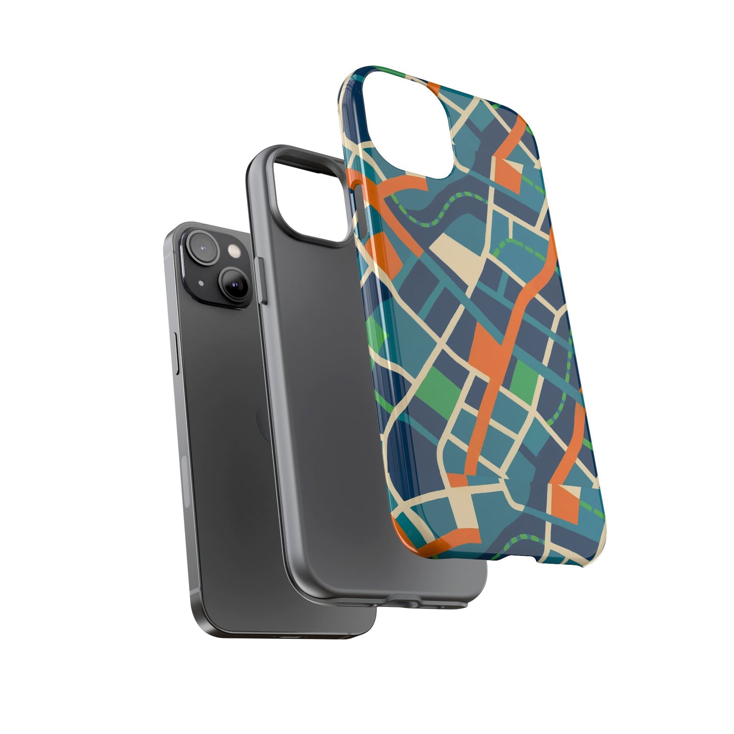 multicolour abstract geometric phone case for stylish protection compatible with iphone 13, 14, 15 & 16 – all models including pro, pro max & plus