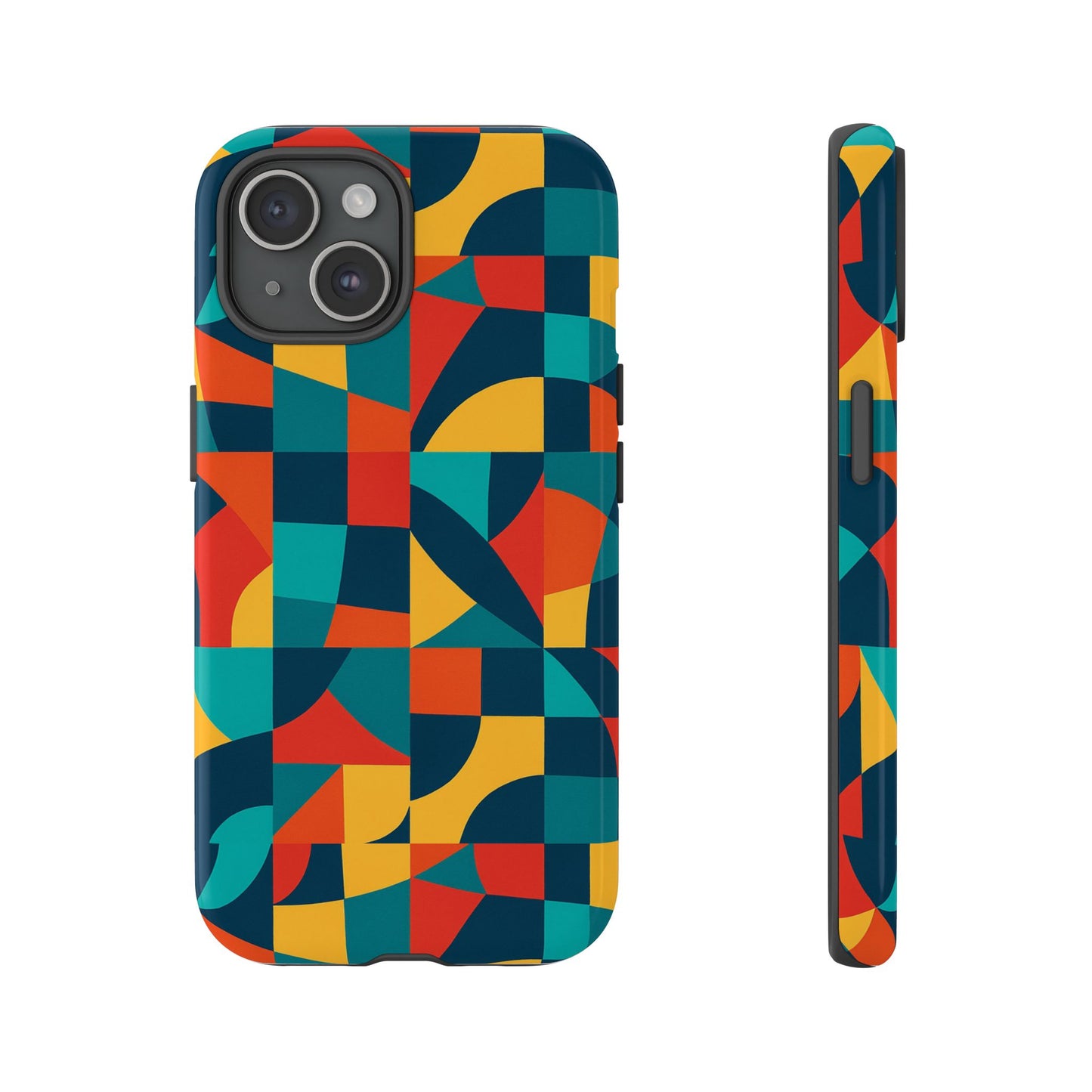 vibrant multicolour geometric 3d wrap phone case for stylish protection and unique expression compatible with iphone 13, 14, 15 & 16 – all models including pro, pro max & plus