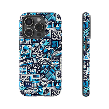 Vibrant 3D Wrap Stylish Protective Phone Case in Playful Blue and Black Design for Trendsetters Compatible with iPhone 13, 14, 15 & 16 – all models including Pro, Pro Max & Plus