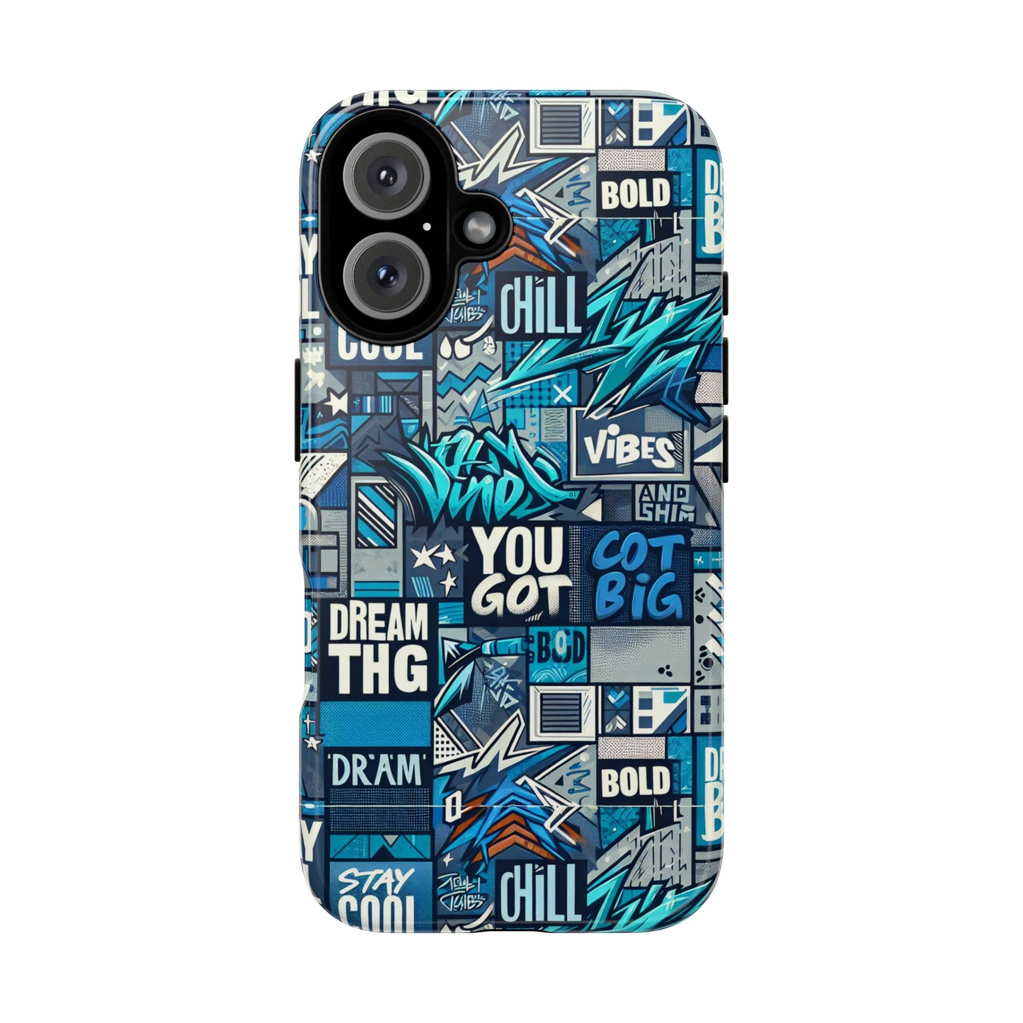 vibrant 3d wrap protective phone case in blue with playful graphic design for stylish protection – compatible with iphone 13, 14, 15 & 16 – all models including pro, pro max & plus