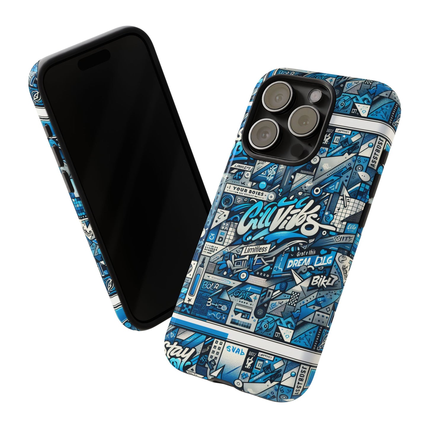 vibrant 3d wrap protective phone case in retro blue aesthetic for stylish protection compatible with iphone 13, 14, 15 & 16 – all models including pro, pro max & plus