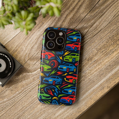 Vibrant 3D Car Design Protective Phone Case – Fun Retro Style for Kids and Adults – Stylish Protection – Compatible with iPhone 13, 14, 15 & 16 – all models including Pro, Pro Max & Plus