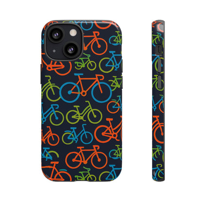 Multicolour Bicycle Print Protective Phone Case for Smartphones – Vibrant Style and Trendy Accessory Compatible with iPhone 13, 14, 15 & 16 – all models including Pro, Pro Max & Plus