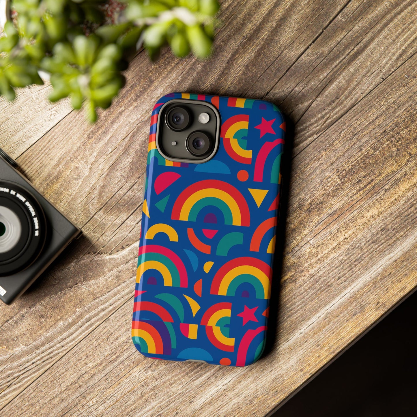 vibrant 3d geometric phone case in multicolour design for stylish protection compatible with iphone 13, 14, 15 & 16 – all models including pro, pro max & plus