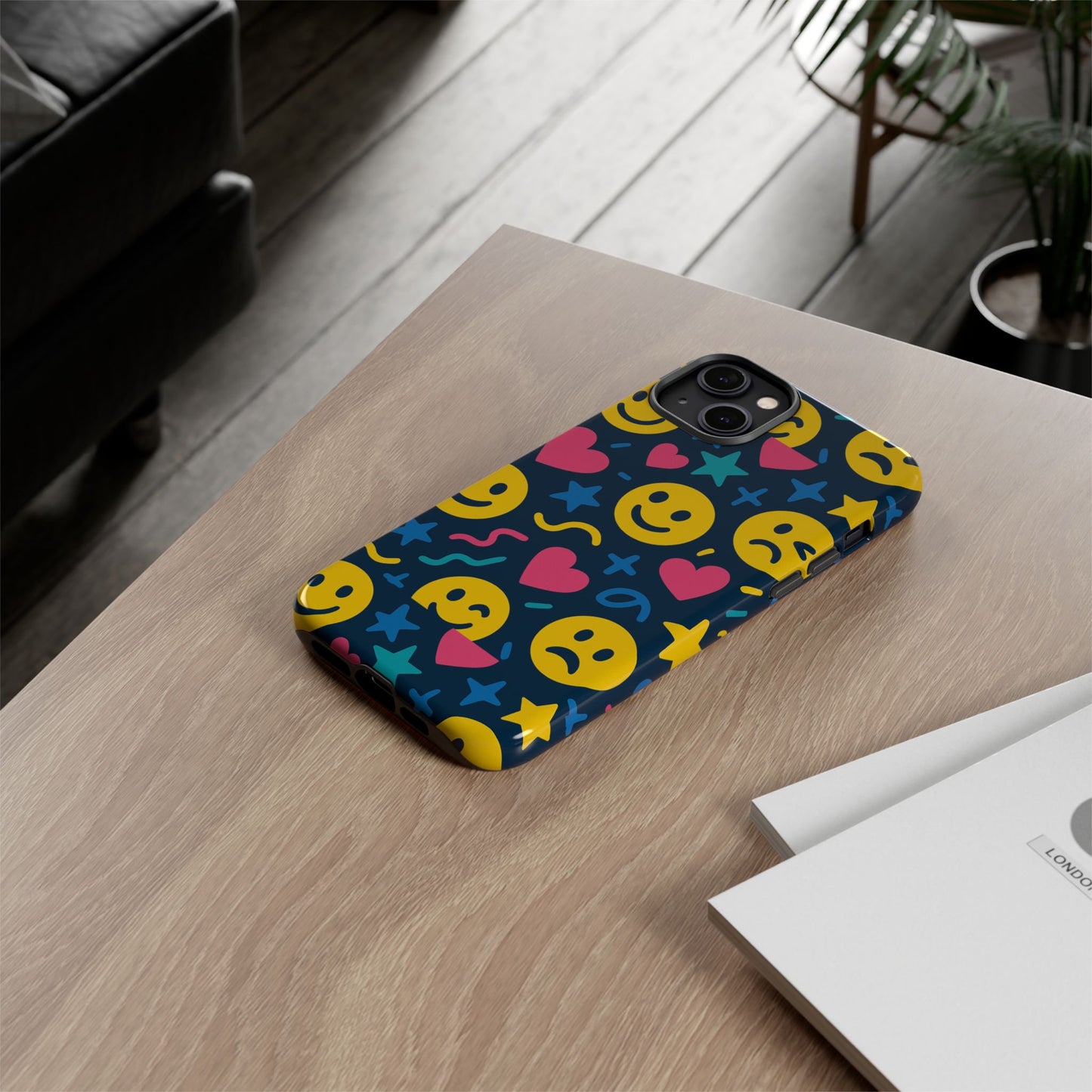 vibrant multicolour emoji phone case with 3d wrap design for playful protection compatible with iphone 13, 14, 15 & 16 – all models including pro, pro max & plus