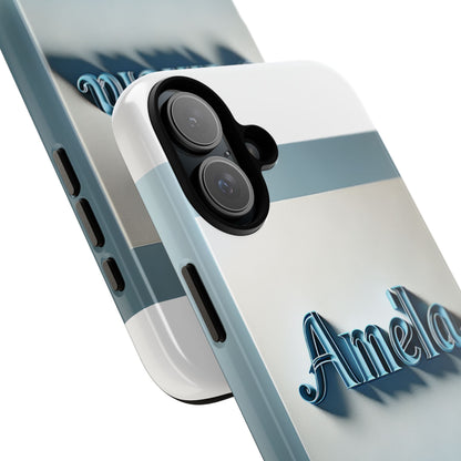 Sleek 3D Glossy Phone Case in Blue with Elegant Name Design Fashion Accessory for Personal Expression Compatible with iPhone 13, 14, 15 & 16 – all models including Pro, Pro Max & Plus