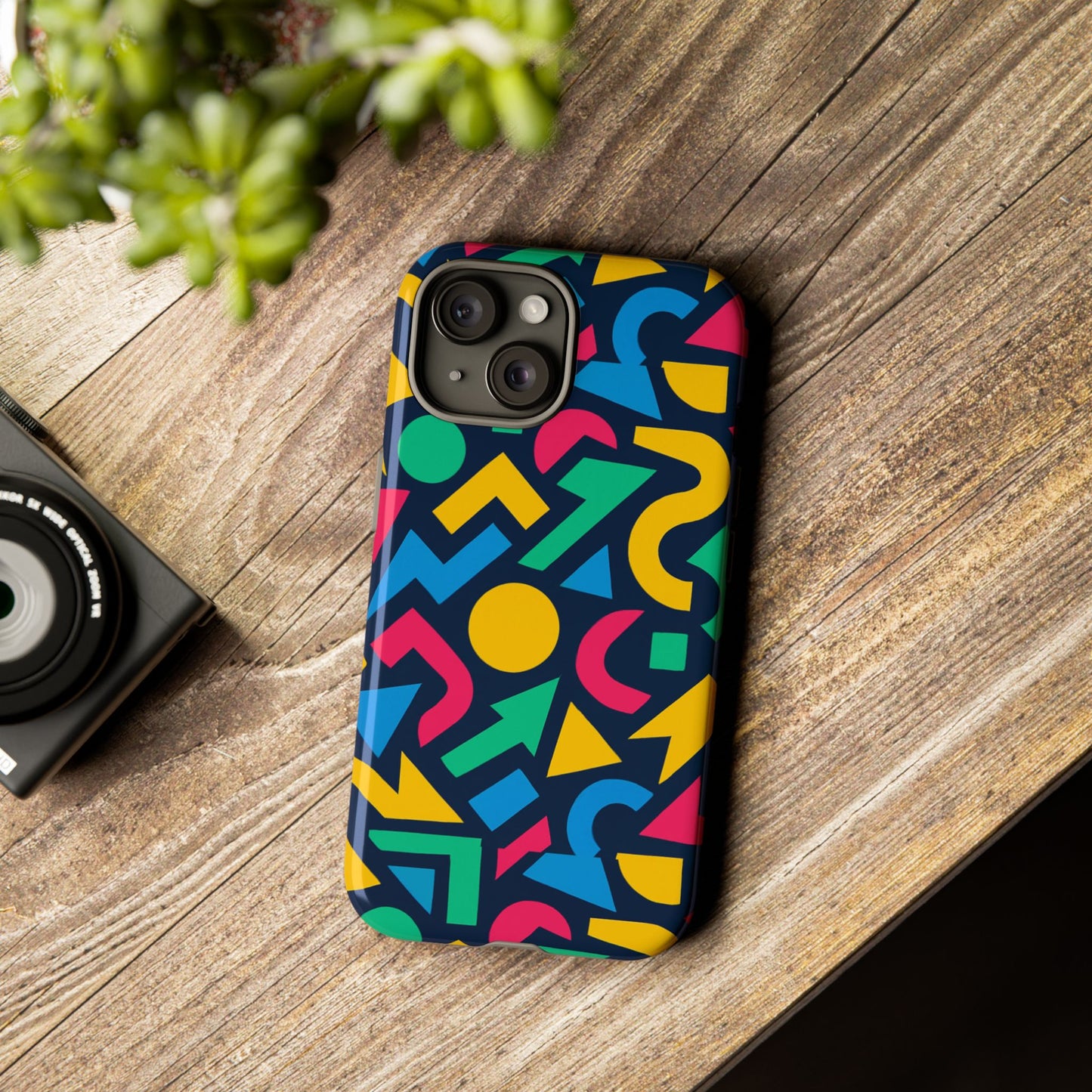 vibrant 3d geometric print phone case for men and women – stylish protection with multicolour design, compatible with iphone 13, 14, 15 & 16 – all models including pro, pro max & plus