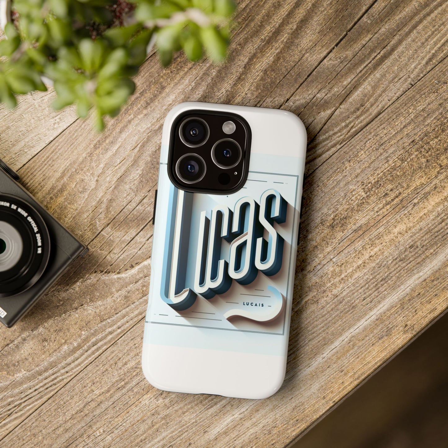 3d wrap protective phone case in blue with playful typography design – stylish protection compatible with iphone 13, 14, 15 & 16 – all models including pro, pro max & plus