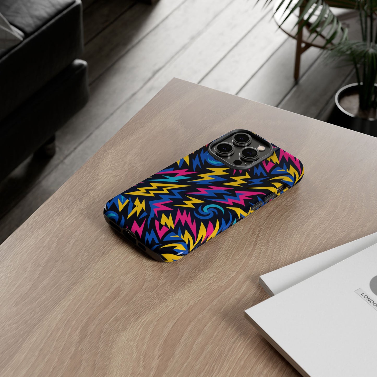 vibrant lightning bolt protective phone case with 3d wrap design for trendy aesthetic accessories compatible with iphone 13, 14, 15 & 16 – all models including pro, pro max & plus