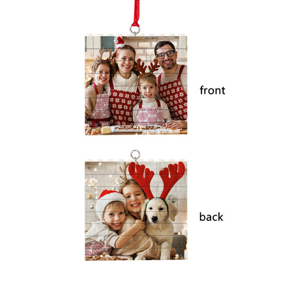 Personalized Building Brick Puzzle Photo Block Christmas Ornament - Unique Square Design, Durable and Waterproof, Ideal for Holiday Decorations