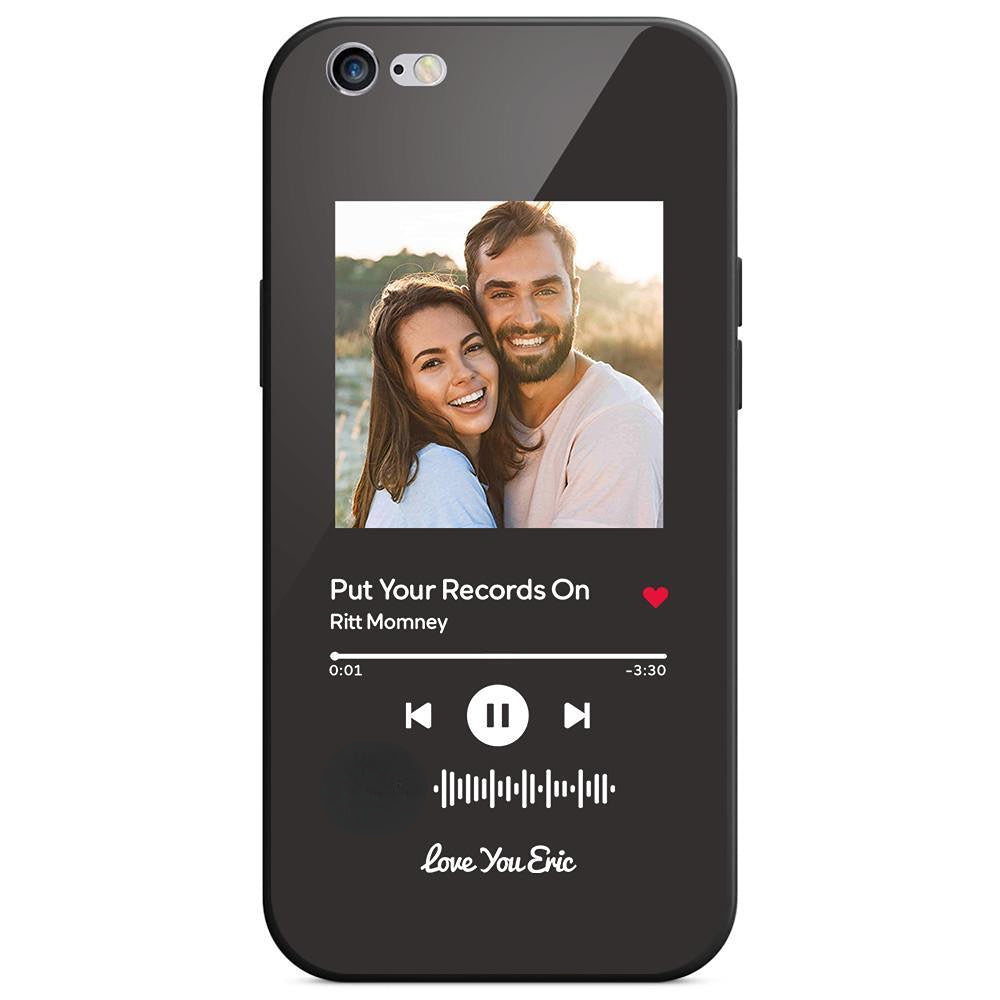 custom scannable music code glass iphone cases with picture for iphone series, slim lightweight design, anti-drop protection, easy clean, wireless charging compatible