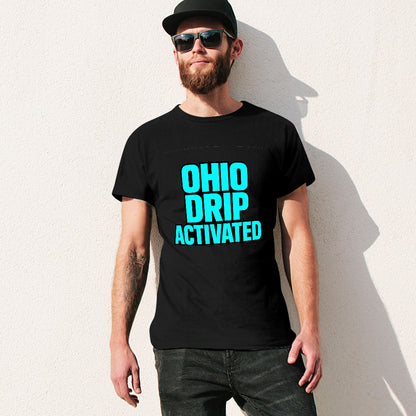Men's T-Shirt 100% Cotton OHIO DRIP Activated Graphic Tee, Soft Breathable Fabric, Stylish Design for Casual Wear, Fitness, and Everyday Comfort, Perfect for Trendsetters and Fashion Lovers