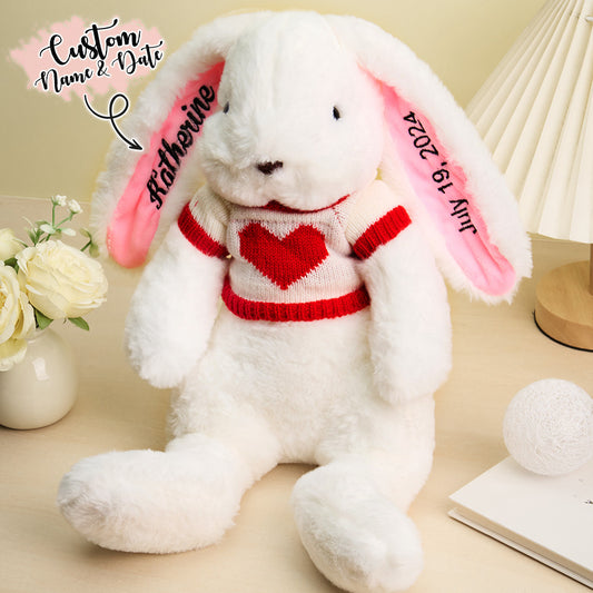 Personalized Sweater Bunny Plush Toys Custom Rabbit with Embroidered Name Gift for Children Soft Cuddly Toy for Birthdays and Special Occasions