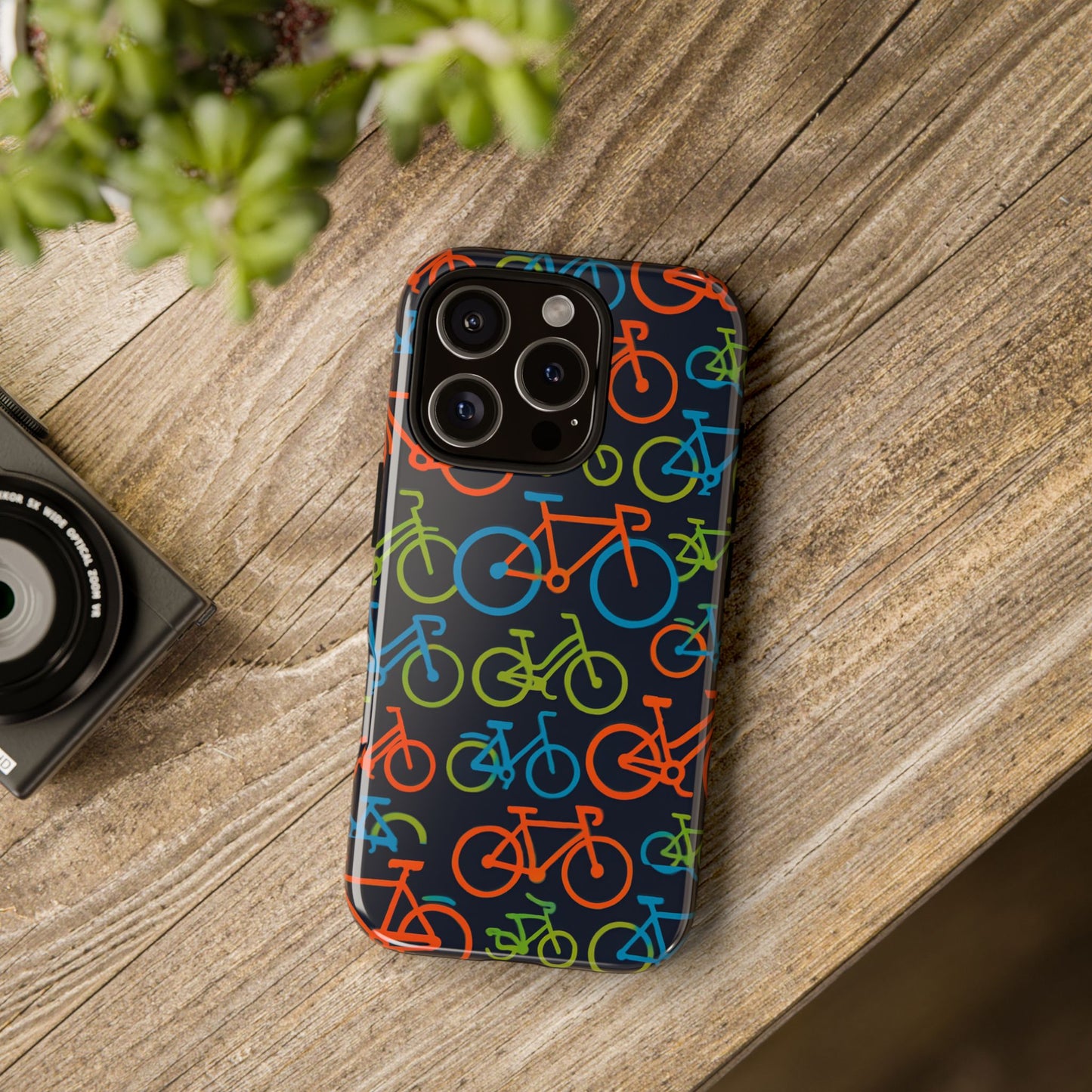 multicolour bicycle print protective phone case for smartphones – vibrant style and trendy accessory compatible with iphone 13, 14, 15 & 16 – all models including pro, pro max & plus